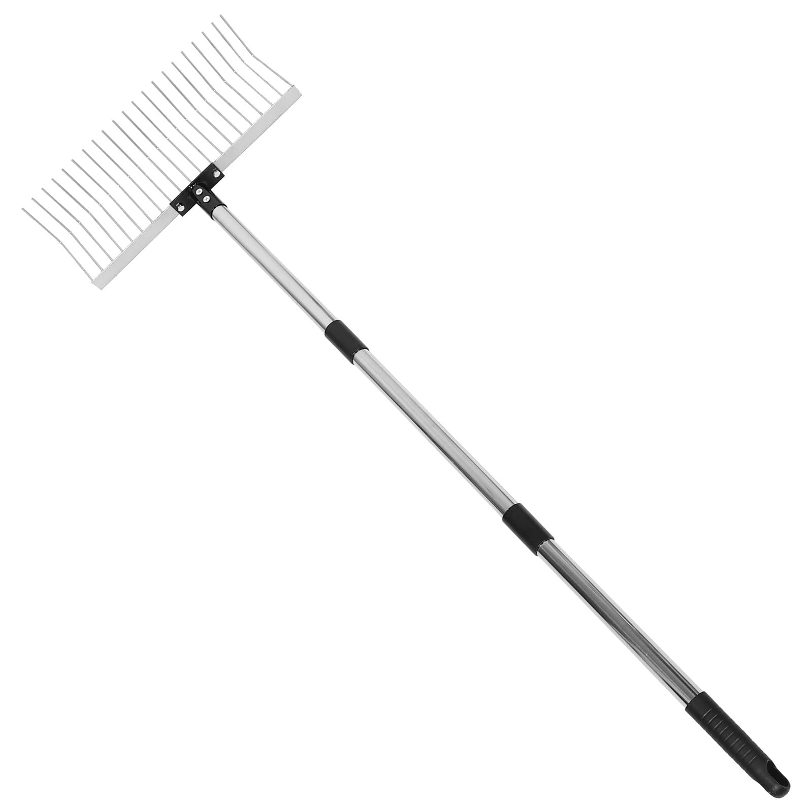 Lurrose Robuster Gartenrechen Zinken mit Edelstahlgriff Verstellbar bis Abnehmbar Ergonomisch für Laub Sammeln Boden Lockern und Rasen Pflegen Vielseitiges Gartenwerkzeug