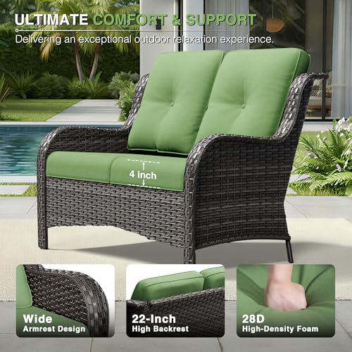 Image of Joyside 8 Piece Wicker Patio Furniture Set, Outdoor Swivel Rocker Patio Chairs with High Back, Deep Seating, Wide Armrest, Thickened Cushions, Outdoor Furniture for Deck, Porch Use