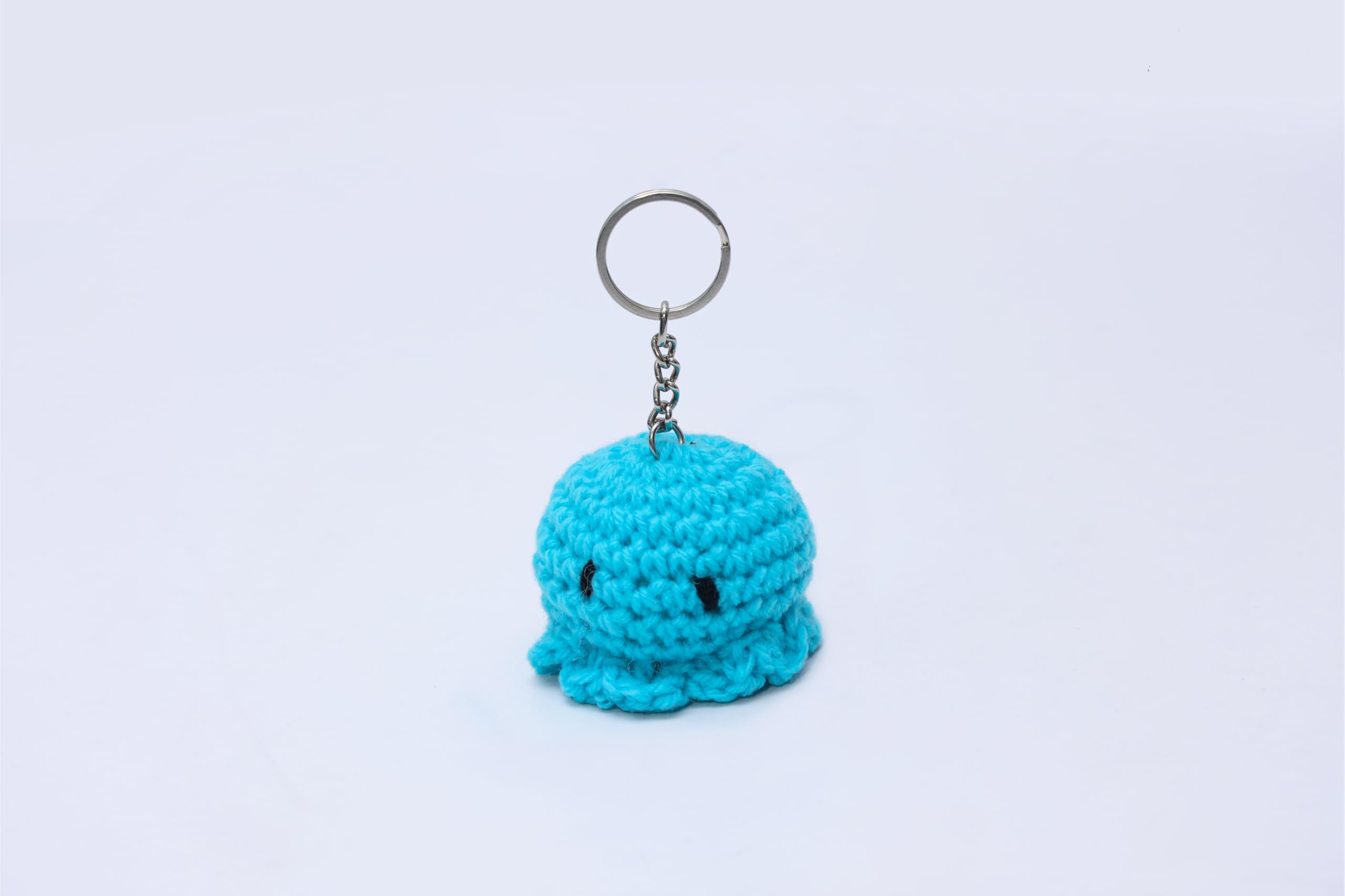 JCGI® Handmade Blue Jelly Fish Octopus Crochet Keychain Delightful Lovely Charms for Car Motorbike Bag Purse Keyrings Knitting Cotton Yarn Keychain Craft Unique Gift For Girls Women (Blue-Animal)