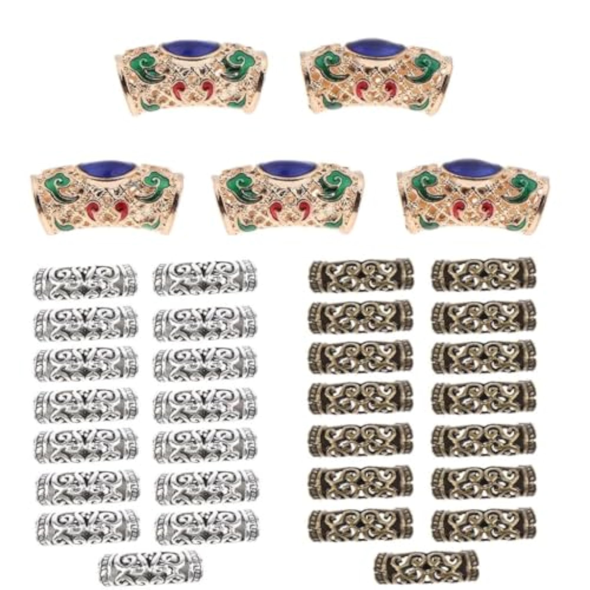 35pcs Dread Lock Beads Hair Rings Adjustable Clips