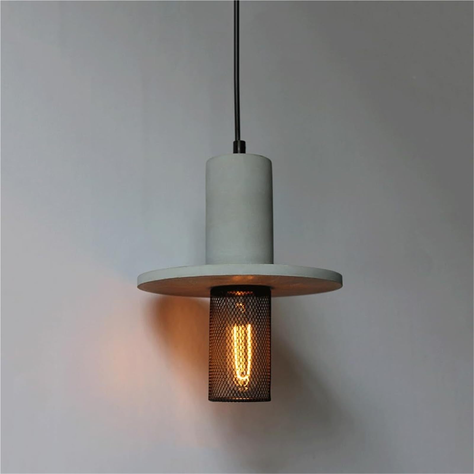 HUAYUSEDF Industrial Concrete Metal Mesh Pendant Lamp Chandelier Hanging Lighting Ceiling Fixture for Kitchen Dining Room Bedroom Entryway