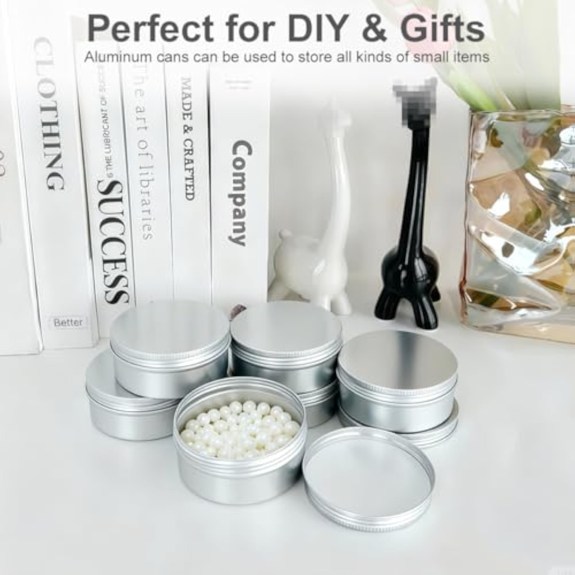 120Ml Round Aluminum Jars, 6Pcs