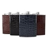 Gifts Infinity® Set of 4 8oz Stainless Steel Flask Wrap with Leather.