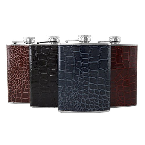 Gifts Infinity® Set of 4 8oz Stainless Steel Flask Wrap with Leather.