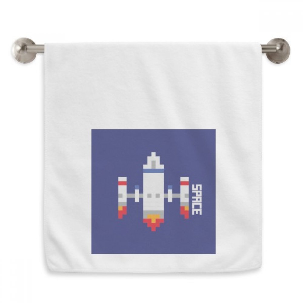 Serviette pixel fusée spatiale blanche 13x29 pouces univers magique