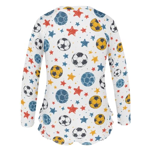 ALAZA Soccer Star White Girls One Piece Swimsuit Long Sleeve Rash Guard Swimsuits UV 50+ Swimwear Zipper3