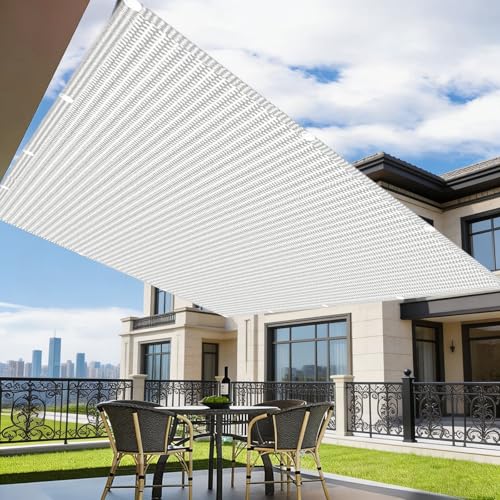 Filet d'ombrage 420x900 blanc résistant avec oeillets pour cour