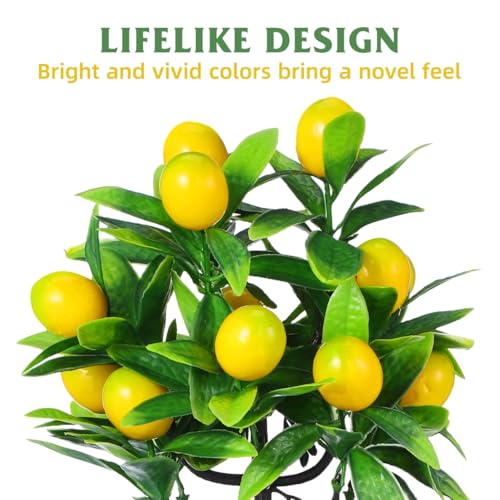 Plante artificielle de citronnier multicolore et son pot compact - 8