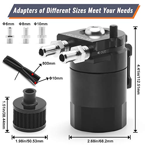 Muge Racing MG-OCC009-BLACK-NEW Universal Oil Catch Can Tank Kit Polish Baffled Reservoir thumb #2