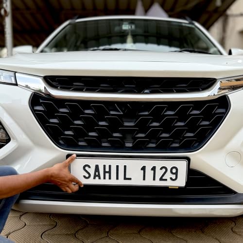 Image of Moto Utility Car Number Plate Set with Frames | Front & Rear | Premium Aluminium Die Pressed Plate | Customizable Registration Plate | Universal Fit | Fancy Use | 1 Year Warranty