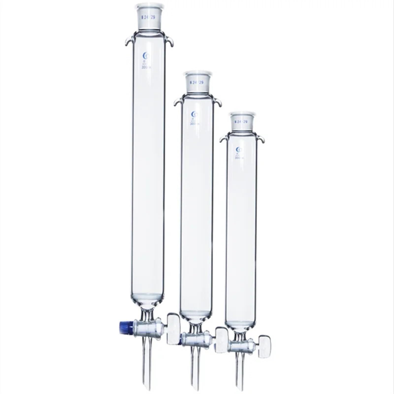 1 columna de cromatografía de núcleo de de vidrio de laboratorio con boca estándar y pistón de vidrio(30x400mm)