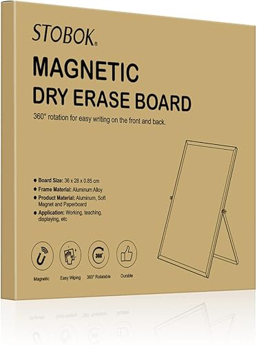 Miniatura 3 de STOBOK Pizarra magnética de borrado en seco con soporte, caballete magnético de pizarra blanca para escritorio de niños, tablero plegable de doble