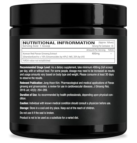 Image of GREENDORSE Organic Korean Panax Ginseng Extract Powder |10% active Ginsenosides by HPLC | Lab tested| Immune & Cognitive support, Boosts Energy, Stamina, Vegan Friendly-30g