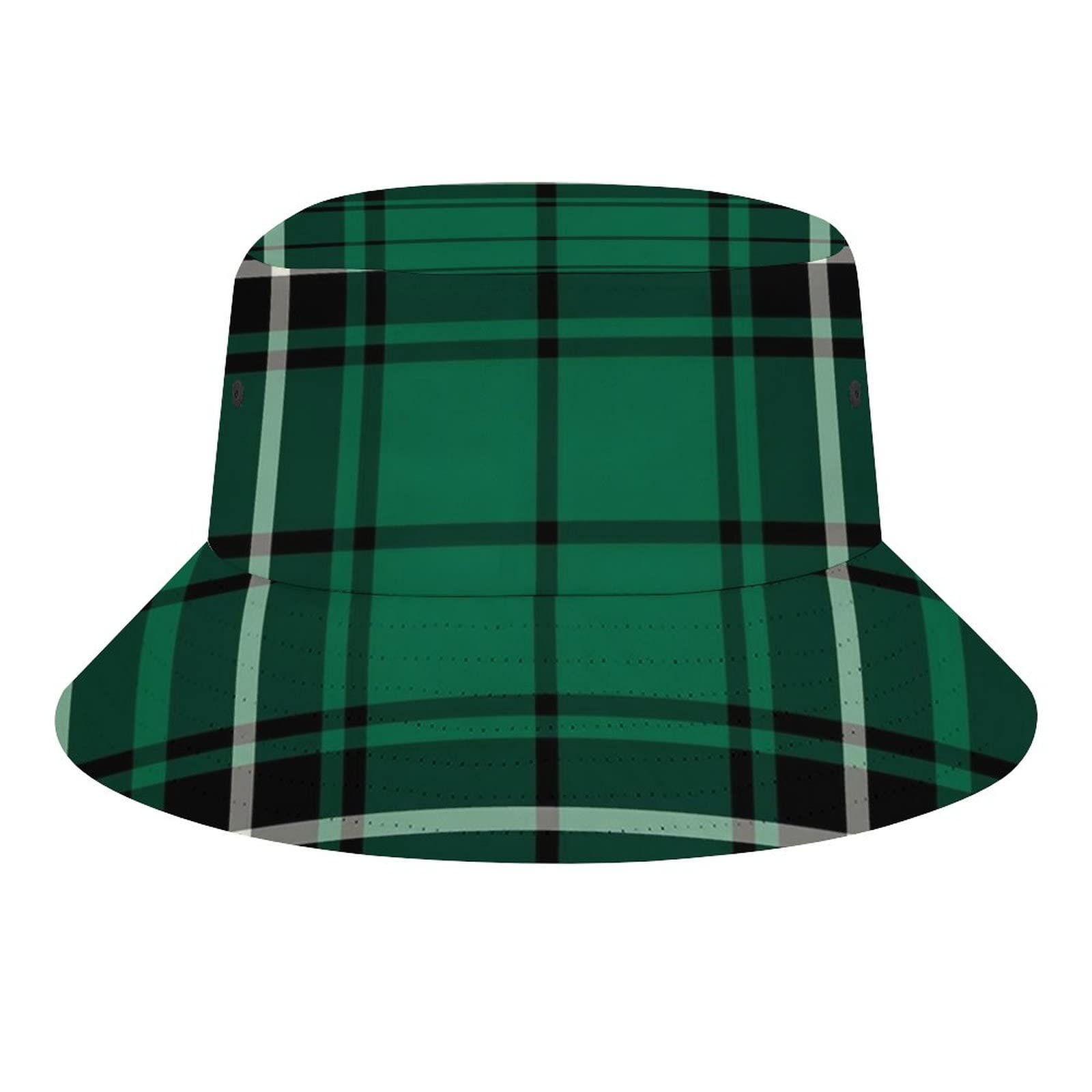 FWJZDSP Green Plaid Clan Maclean Hunting Tartan Bucket Hats Sun Cap Packable Outdoor Fashion Fisherman's Hat for Women and Men
