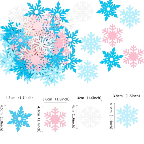 Image of 100 Pcs Snowflakes Confetti Decorations for Christmas Winter Frozen Theme Themed Party Baby Shower Confetti Paper Table Scatter