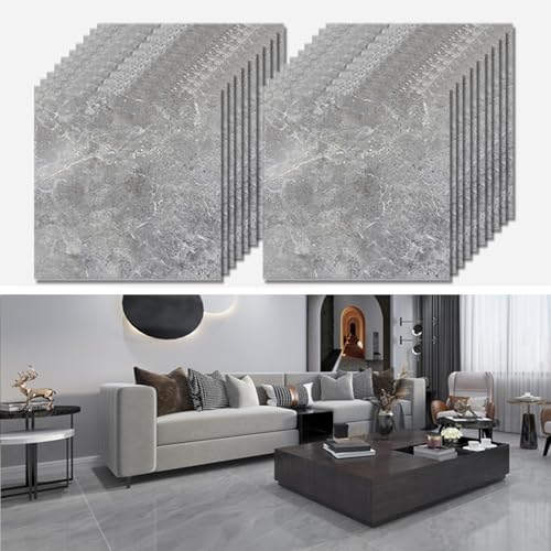 Floor Tiles Self Adhesive Vinyl Flooring Peel and Stick Floor Tiles Stickers Waterproof Marble Effect for Bathroom Kitchen Living Room Inner Porch, 30x30cm 20pcs