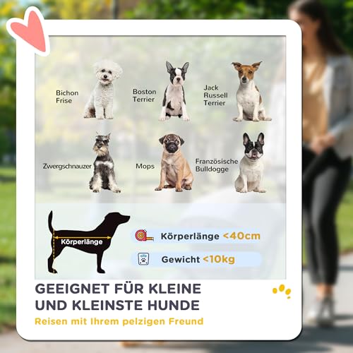 PawHut Hundewagen leicht Hundebuggy aus Aluminium klappbar für Hunde & Katzen Katzenbuggy mit Kissen Netzfenstern Türen Aufbewahrungskorb Katzenwagen Mini-Hundewagen für kleine Hunde Khaki