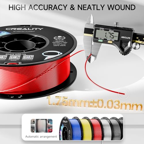 Image of CREALITY PETG Filament 1.75mm 3D Printer Filament, 1kg (2.2lb) Neatly Wound Spool, Dimensional Accuracy ±0.03mm, Excellent Toughness, Fits for Most FDM 3D Printers, Red