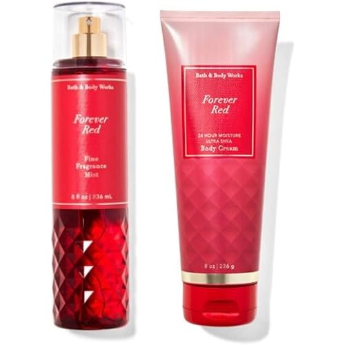 B & Body Works Bath and Body Works - Forever Red - Gift Set - Fine Fragrance Mist & Body Cream - 2020 Full Size