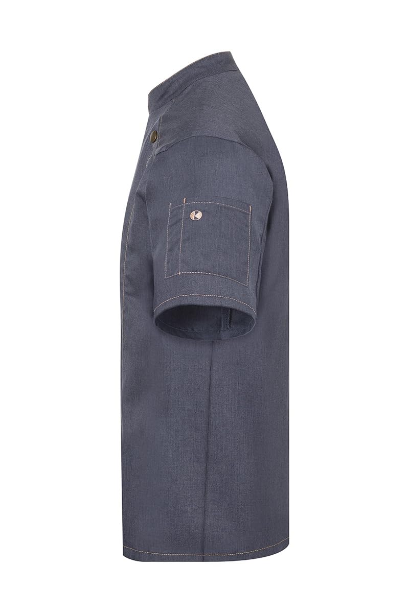 Karlowsky Herren Kochjacke Jeans-Style Kurzarm Druckknöpfe Stehkragen 65% Polyester/35% Baumwolle