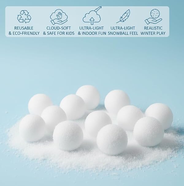 AISENO 50 PC Indoor Snowball Fight Toys - Soft Fake Snow Balls for Kids, Dry Cold-Free Winter Party Games, Christmas Throwing Game by AISENO - Used condition - Image 2