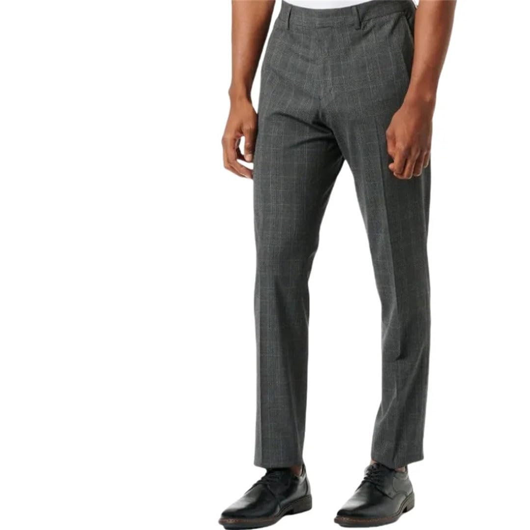 Pantalones de vestir para hombre, ajustados/clásicos, tela elástica, para oficina, boda, ropa formal (ajuste de talla libre)