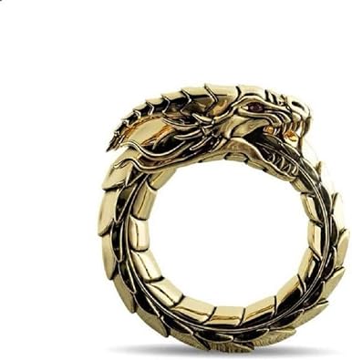 Vintage Norse Viking Dragon Head Ring - Mens Punk Animal Dragon Jewelry