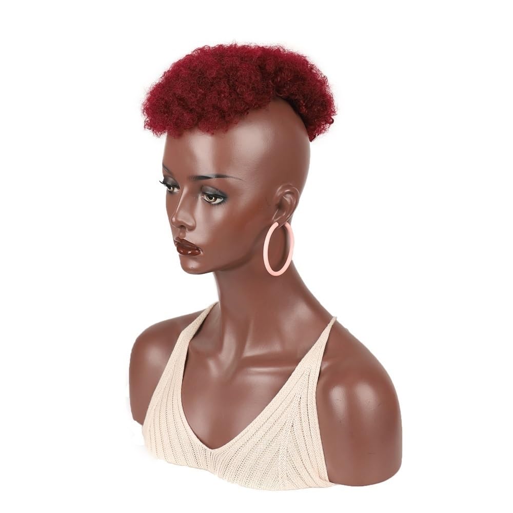 xiuling4568 Synthetic Hairpiece Short Afro Curly Wigs,Clip On Hair Topper Wigs Women Man's for Bald Head Thinning Hair Hairs Extensions(BUG)