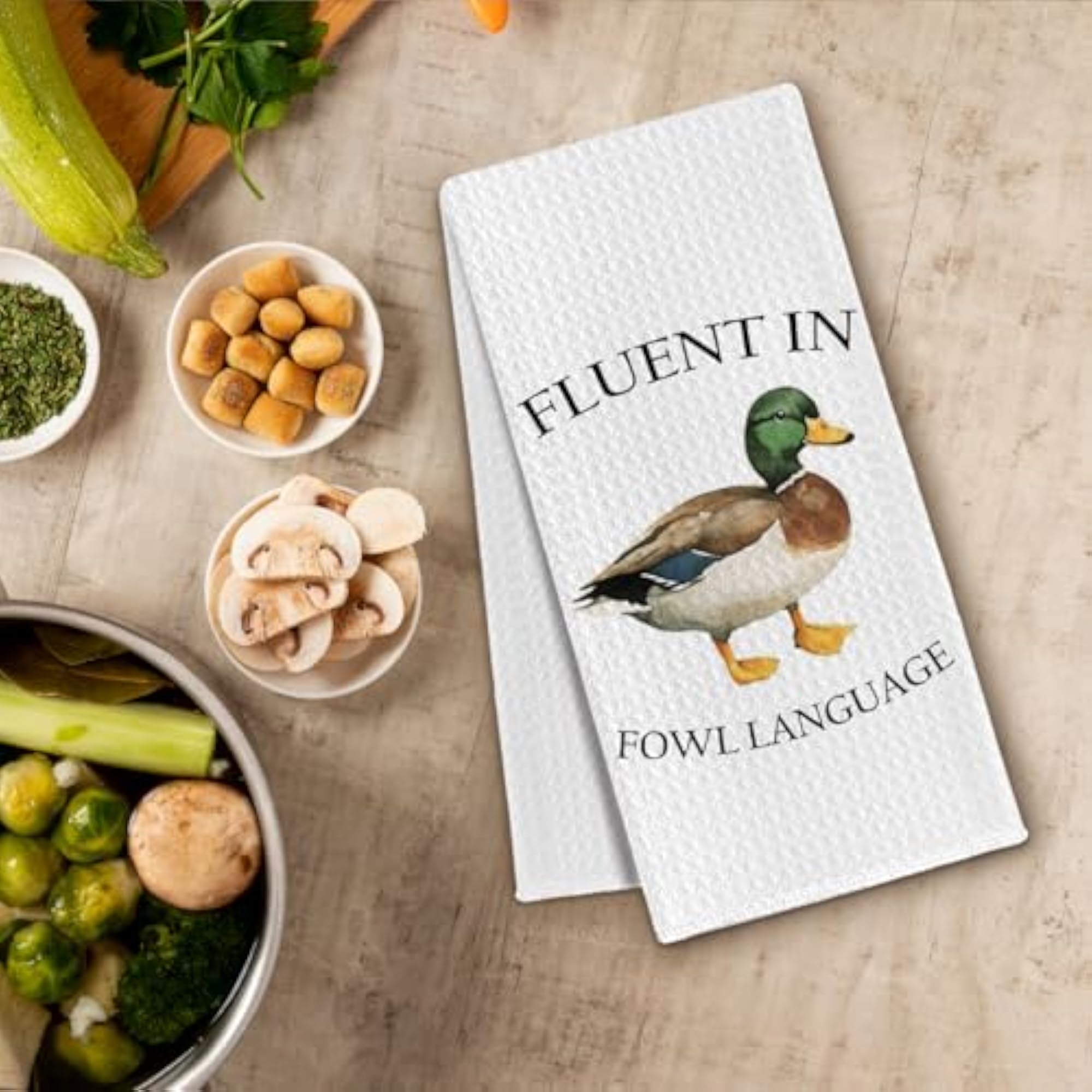 Fluent in Fowl Language Duck Kitchen Towels, Farm Animal Decor