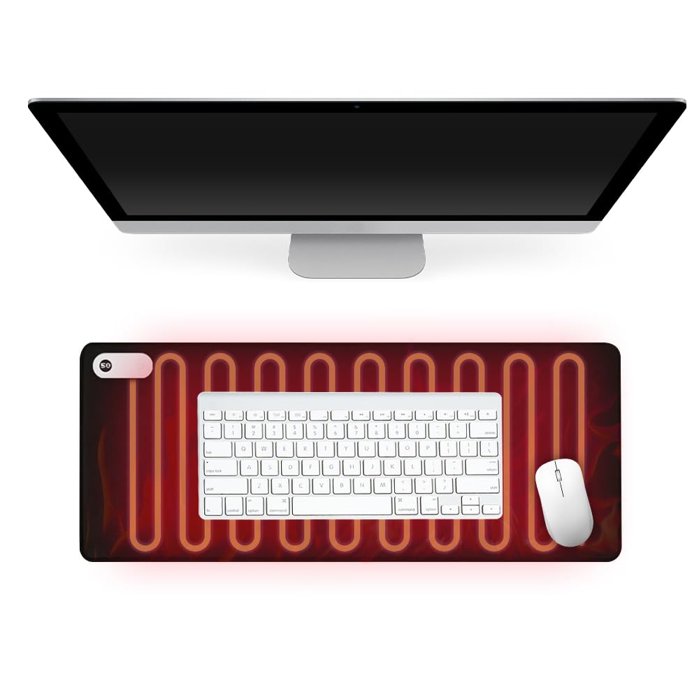 ADDLIVE Heated Mouse Pad, 3 Heating Levels Heated Desk Pad, 80 * 30CM Warm Desk Pad, Electric Warm Desk Pad PVC Leather Large Mouse Pad for Home Office Work, Home Lunch Break, Winter Heating
