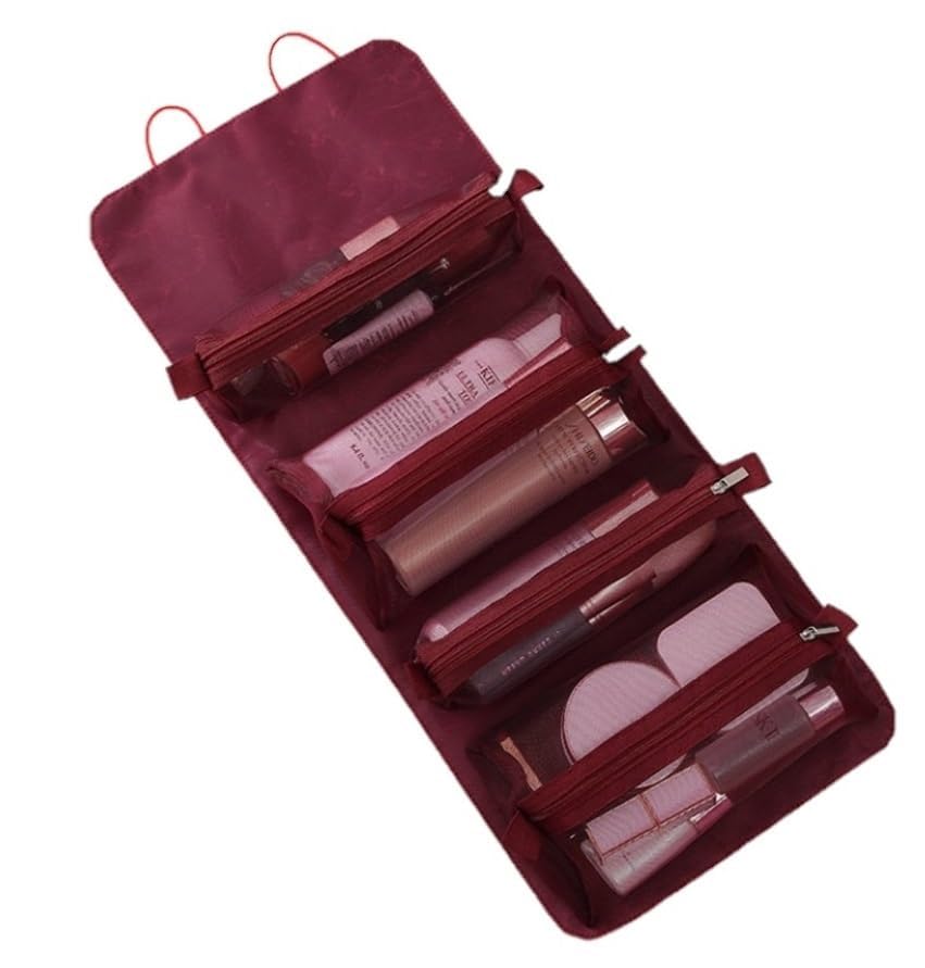 4 in 1 mesh pouch toiletry bag for travel, toiletry pouch, travel accessories organizer pouch cosmetics make up brush organizer (1pcs)