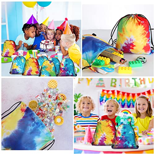 Shappy 15 Pieces Tie Dye Party Favor Bags Gift Drawstring Backpack Bulk Goodie Bags Birthday Supplies For Party Decoration #TOP6