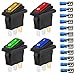 Gebildet 4pcs Interruptores de Palanca Basculantes Impermeables KCD3 12V-24VDC/20A con Indicador LED, Interruptor de Enchufe Triangular de Encendido y Apagado SPST de 3Pin(12pcs Conectores de Cable)