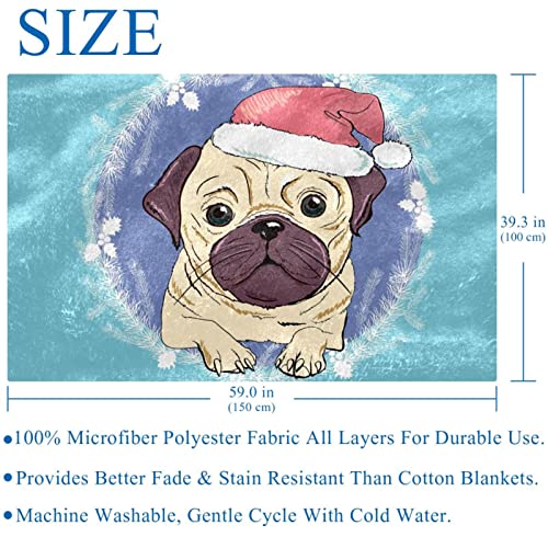 Couverture de Noël motif chiot et couronne | Cadeau idéal pour lit et canapé