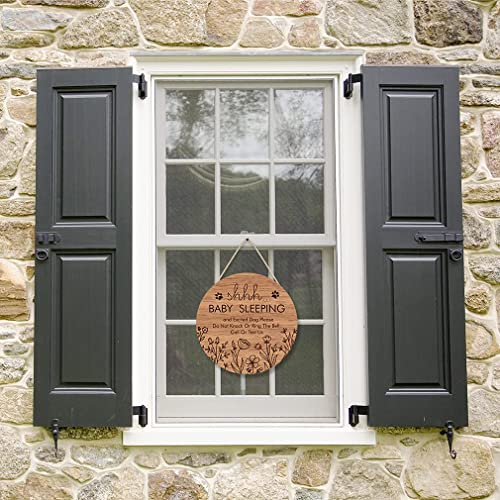 Toarti Funny Baby Sleeping Hanging Sign Plaque, Do Not Knock Or Ring The Bell, Round Wooden Door Hanger For Baby Room, Nursery, Front Door, Door Knob Decor (12X12Inch) #TOP4