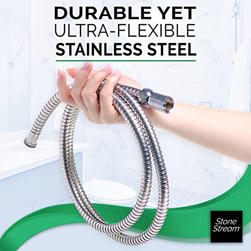 Original StoneStream Flexible 60-inch Shower Hose Replacement for Handheld Showerhead - Chrome, 150 centimeters - Image 4