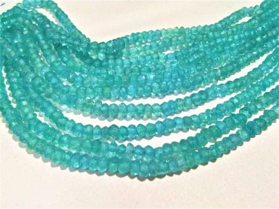 Apatite loose beads strand 13.5 inches, perles en pierre naturelle facettée 4mm