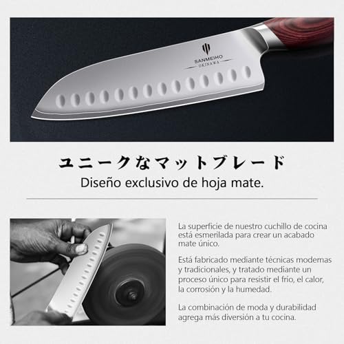 Miniatura 6 de SANMEIHO Cuchillo Santoku 18 cm Japonés Profesional de Cocina