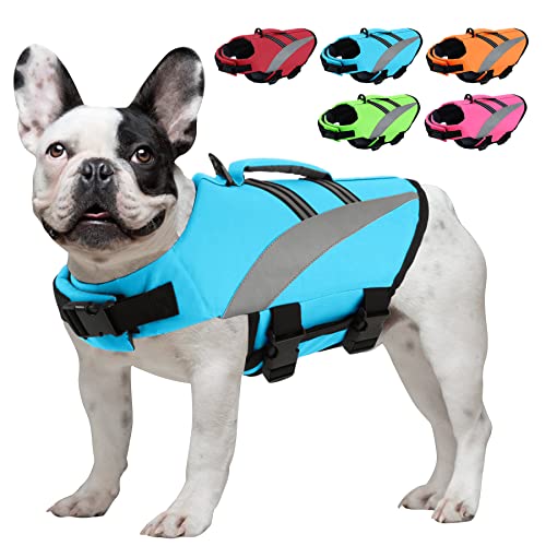 ALAGIRLS Schwimmweste Französische Bulldogge Haustier Sicherheit Badeanzug Preserver für Schwimmbad Beach Boating ALADLJ003 Blue M