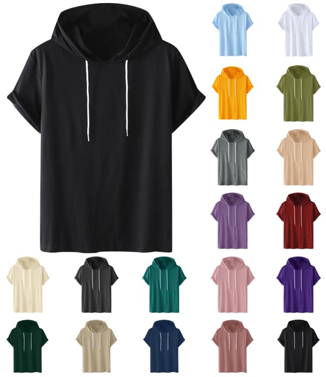 Bhnyku Hoodie Herren Lässig Solid Color T Shirt mit Kapuze Leicht Sommer...