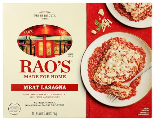 Rao's Made for Home Meat Lasagna, Frozen Meals, 27oz, Premium Quality Italian Tomatoes, Pasta, and Fresh Ricotta Cheese