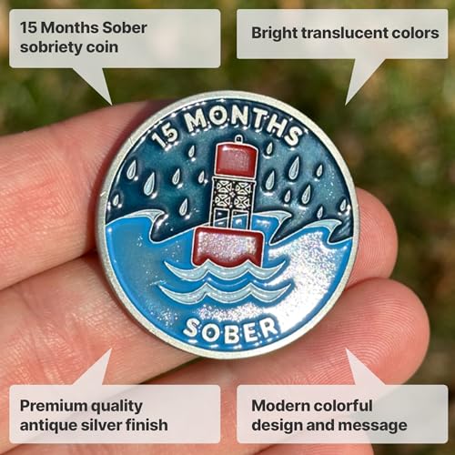 Image of The Achieve Mint 15 Months Sober Token | Fifteen Month Sober Chip | Non-AA Gift, Non-Religious Medallions for Men and Women Celebrating Sobriety
