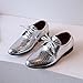 Boys Sneakers Fashionable Leather Comfortable Lace Up Dance Performance Shoes Stylish Design for Active Kids (Silver, 36)