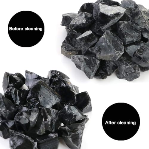 Image of FIREBOOMOON 2lb Rough Black Obsidian Crystal Rocks for Tumbling Knapping