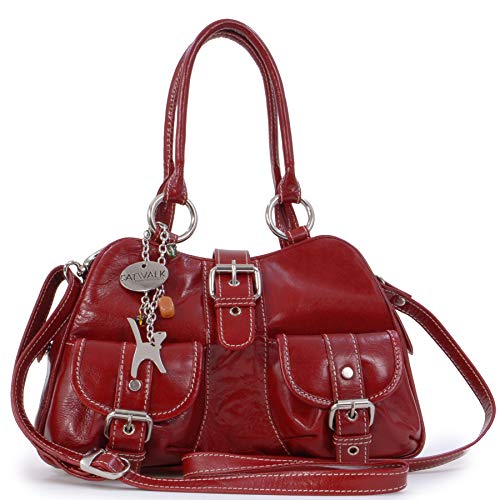 Catwalk Collection Handbags - Cuir Véritable - Sac à Main/Sac Porté Main avec Bandoulière réglable et détachable/Besace/Sac Porté Croisé - Femme - FAITH - Rouge Cover