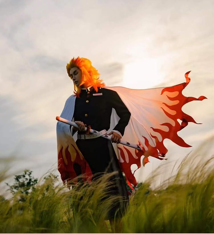 CR Rolecos Rengoku Cosplay Outfit - Adult Rengoku Costume - Kamado Halloween Uniform - XXL, Kyojuro Rengoku - Image 3