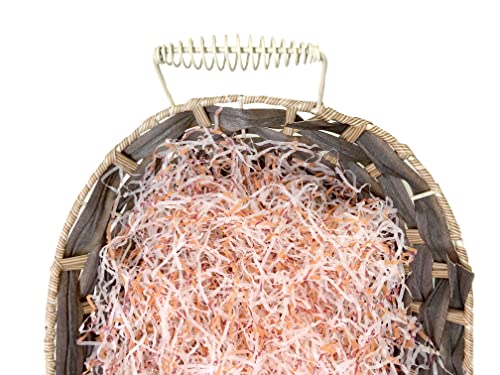 Image of Eco Sarras thin shredded paper crinkle paper grass strips gift tray decoration, gift hamper decorations, gift box fillers, wedding birthday & valentines day gift (1000 Grams / 1 KG, White and Orange)