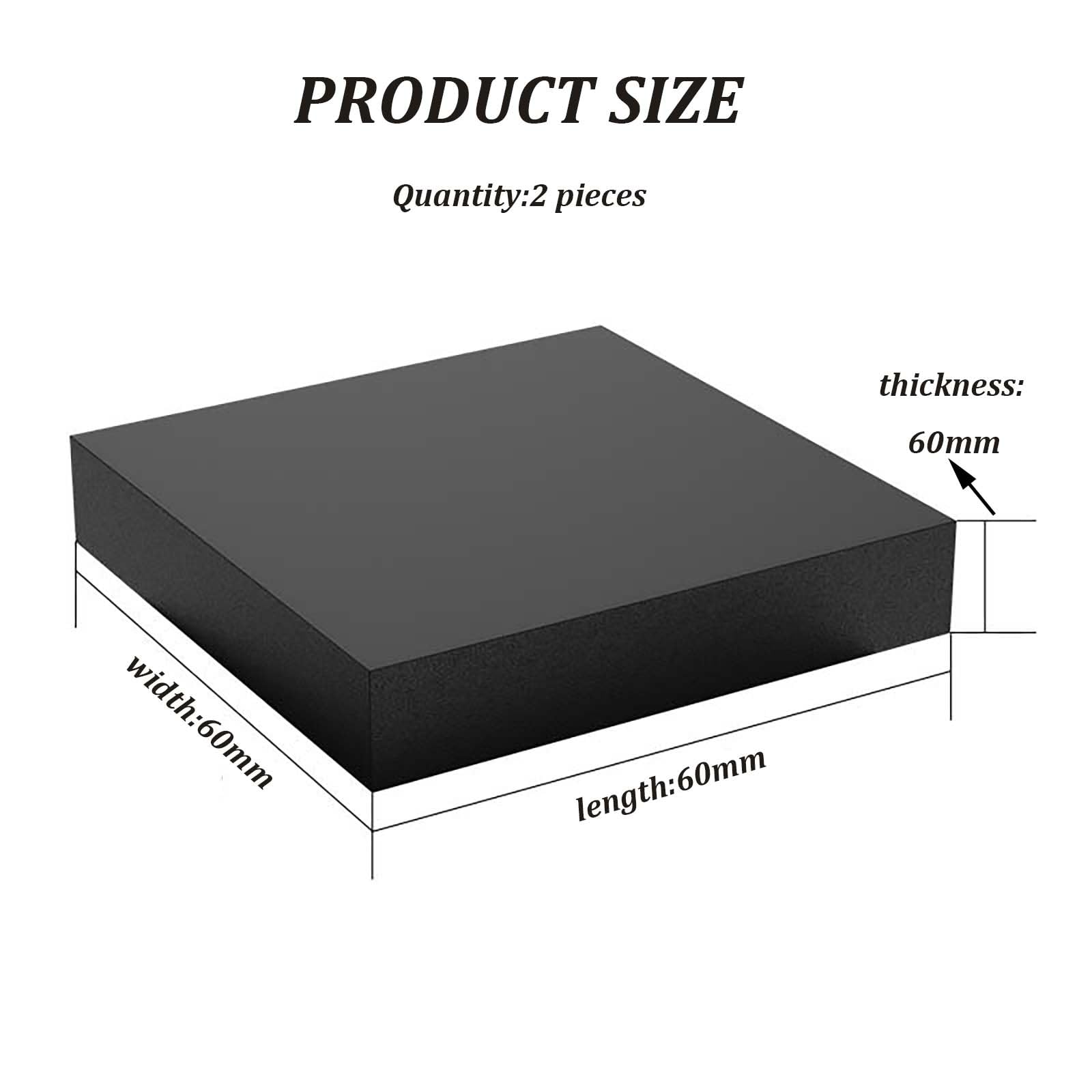 Tappetino antivibrazioni da 4 pezzi, cuscinetti in gomma 60 mm x 60 mm, spessore 2 mm-60 mm, blocchi in gomma antiscivolo resistenti for mobili, macchine, banchi da lavoro(60mm)