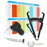 PrimeSelect - Plicometro + cinta metrica anatomica con mecanismo de fijacion y recogida automatico - Clinicamente avalado con maxima precision -Medidor de grasa corporal adipómetro hasta 150 cm/70 mm