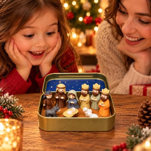 Mini Nativity Scene Set 10-Piece Pocket Size, Plastic Holy Family Figurines - image 6